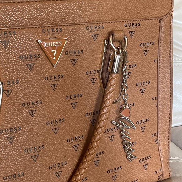 GUESS Monogram Pattern Handbag in TAN - Crossbody Shoulder Strap Included - Picture 2 of 11